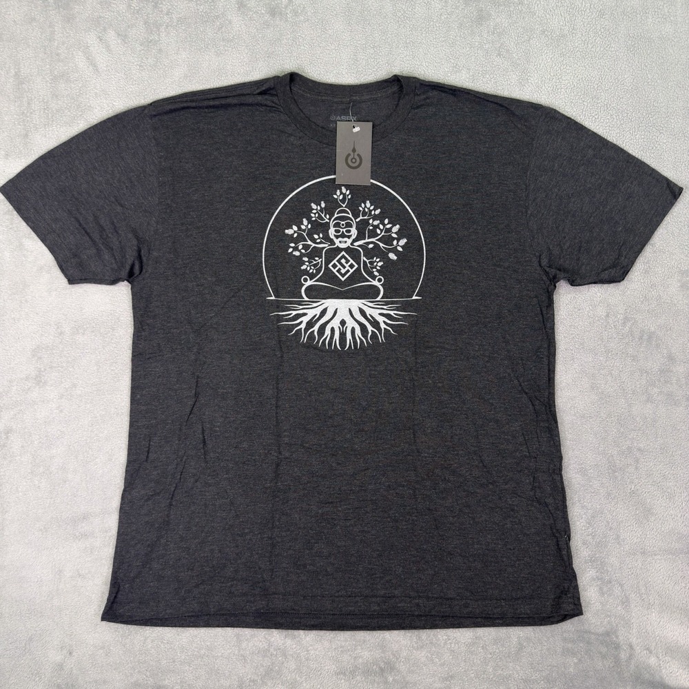 New ASRX Shirt Mens 2XL Black Heathered Workout Gym Training Buddah Graphic